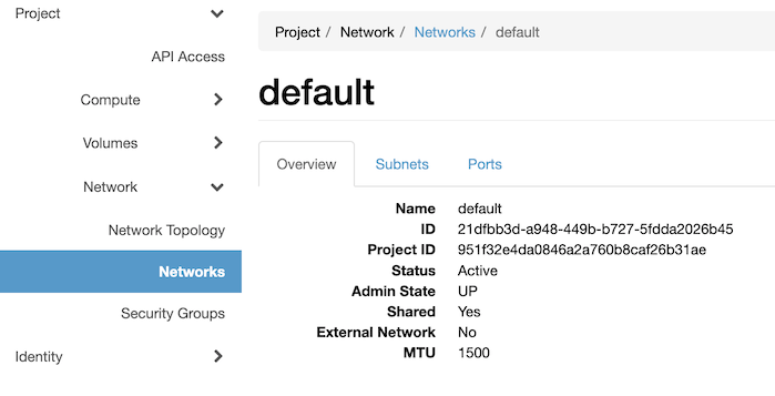 OpenStack Private Network Example 1