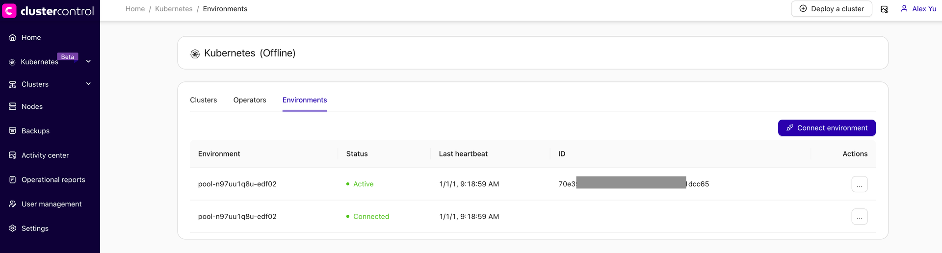 ClusterControl & Kubernetes Environment