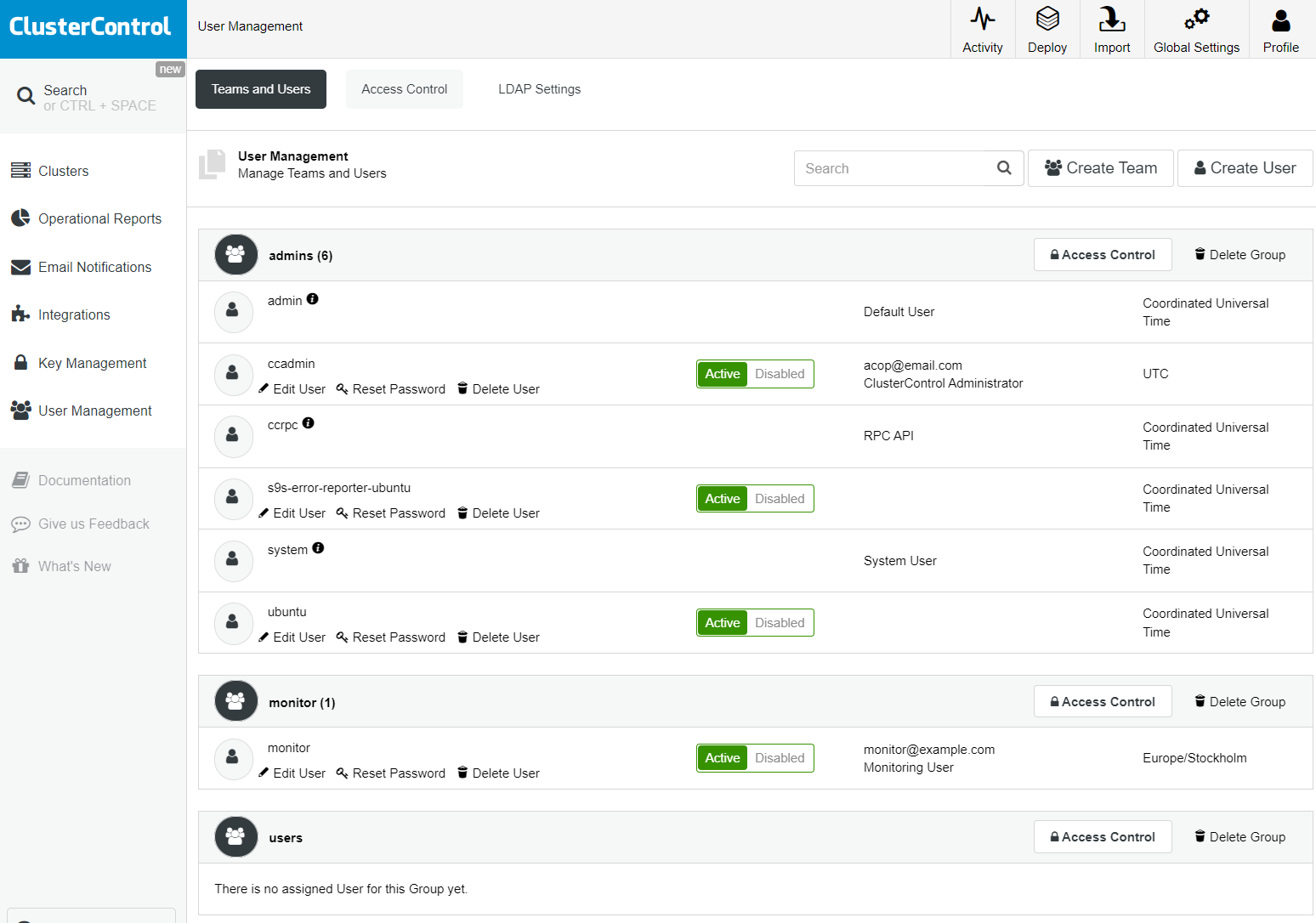 User management v2 - ClusterControl GUI v1