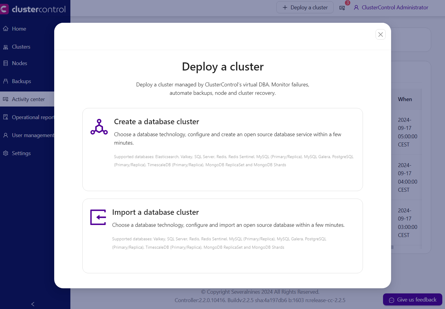 Deploy or Import Cluster