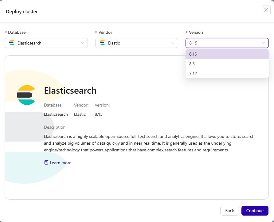 Elasticsearch deployment wizard