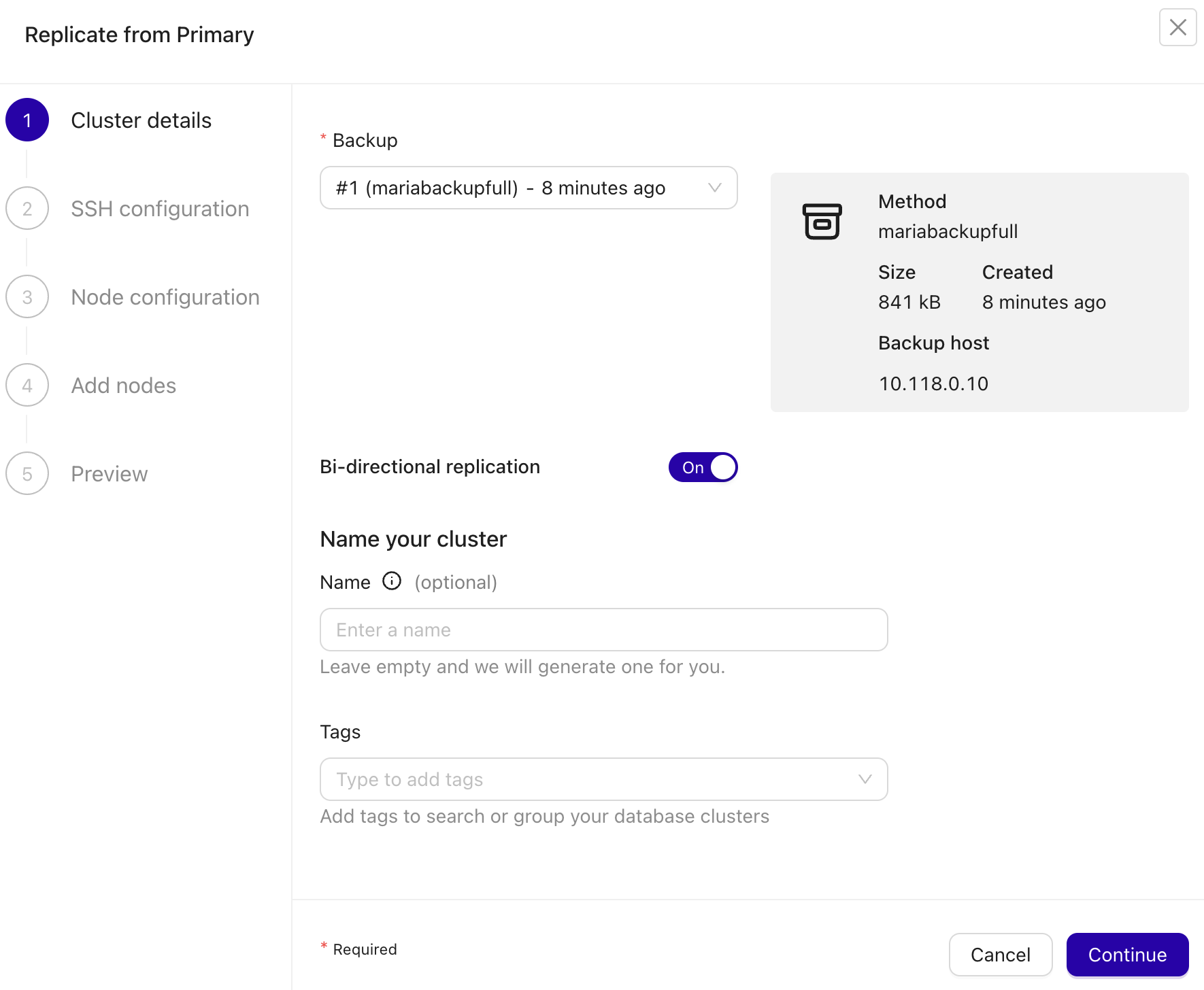 Replicate from Backups