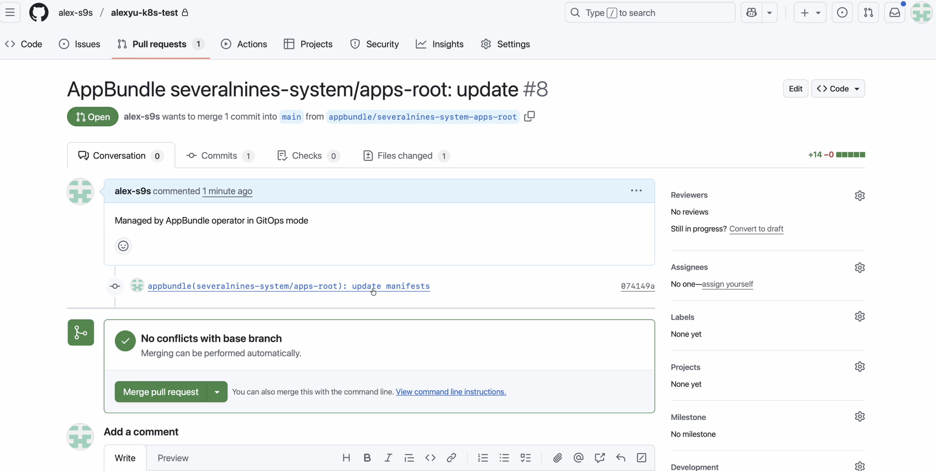 GitHub Pull Request for the initial setup