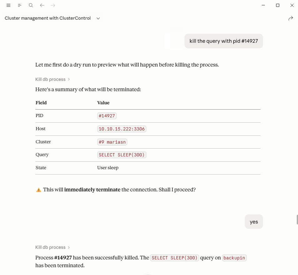 ClusterControl MCP Response
