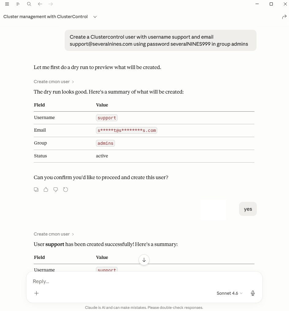 ClusterControl MCP Response