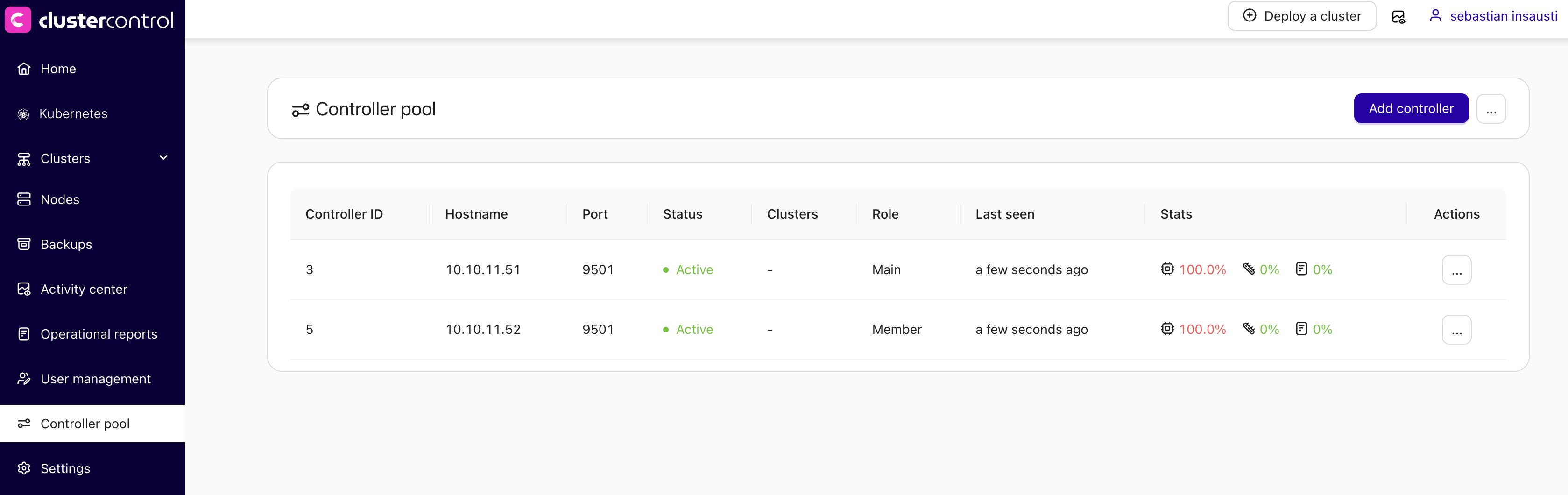 ClusterControl controller pools more controllers