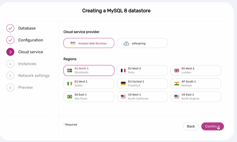 Select Cloud Service - MySQL