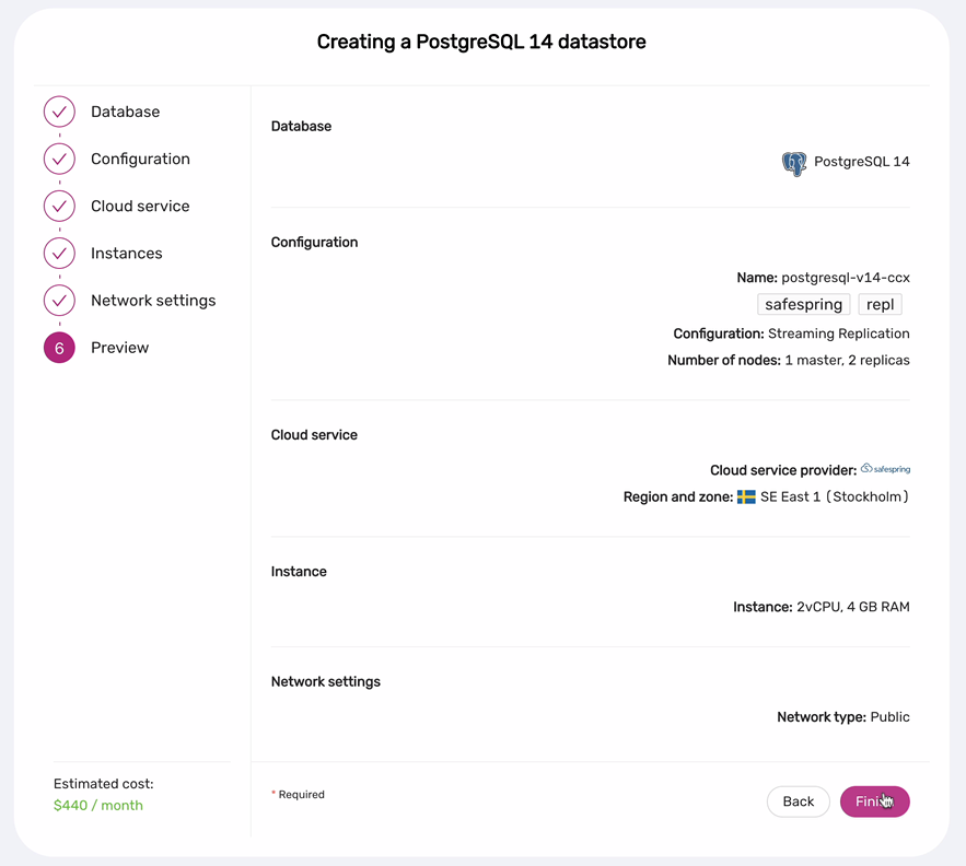 Preview - Creating a PostgreSQL 14 datastore with Safespring