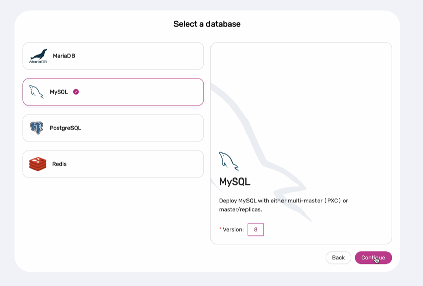 Select a database - MySQL