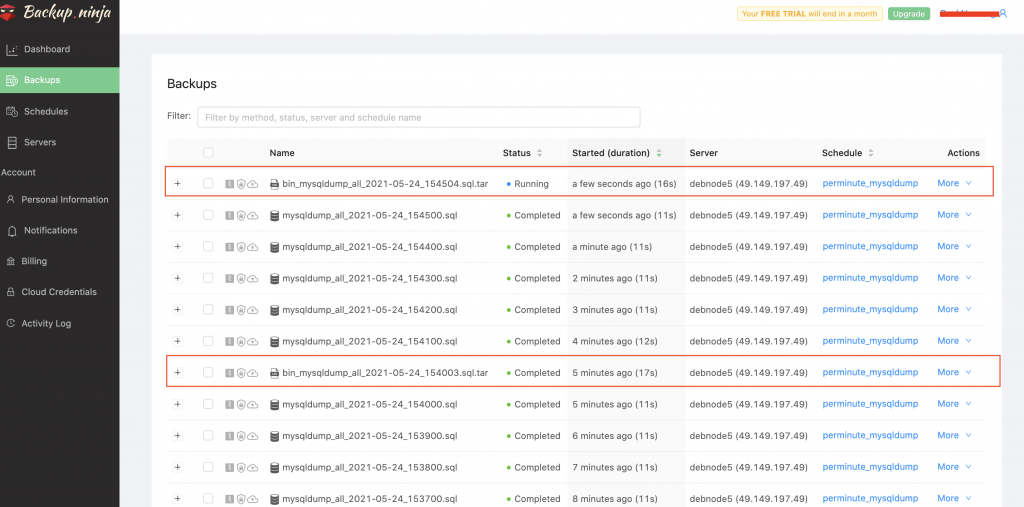 Determining your PITR backups in the list